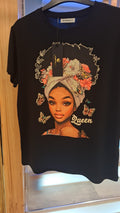 T-shirt Preta Estampado Queen