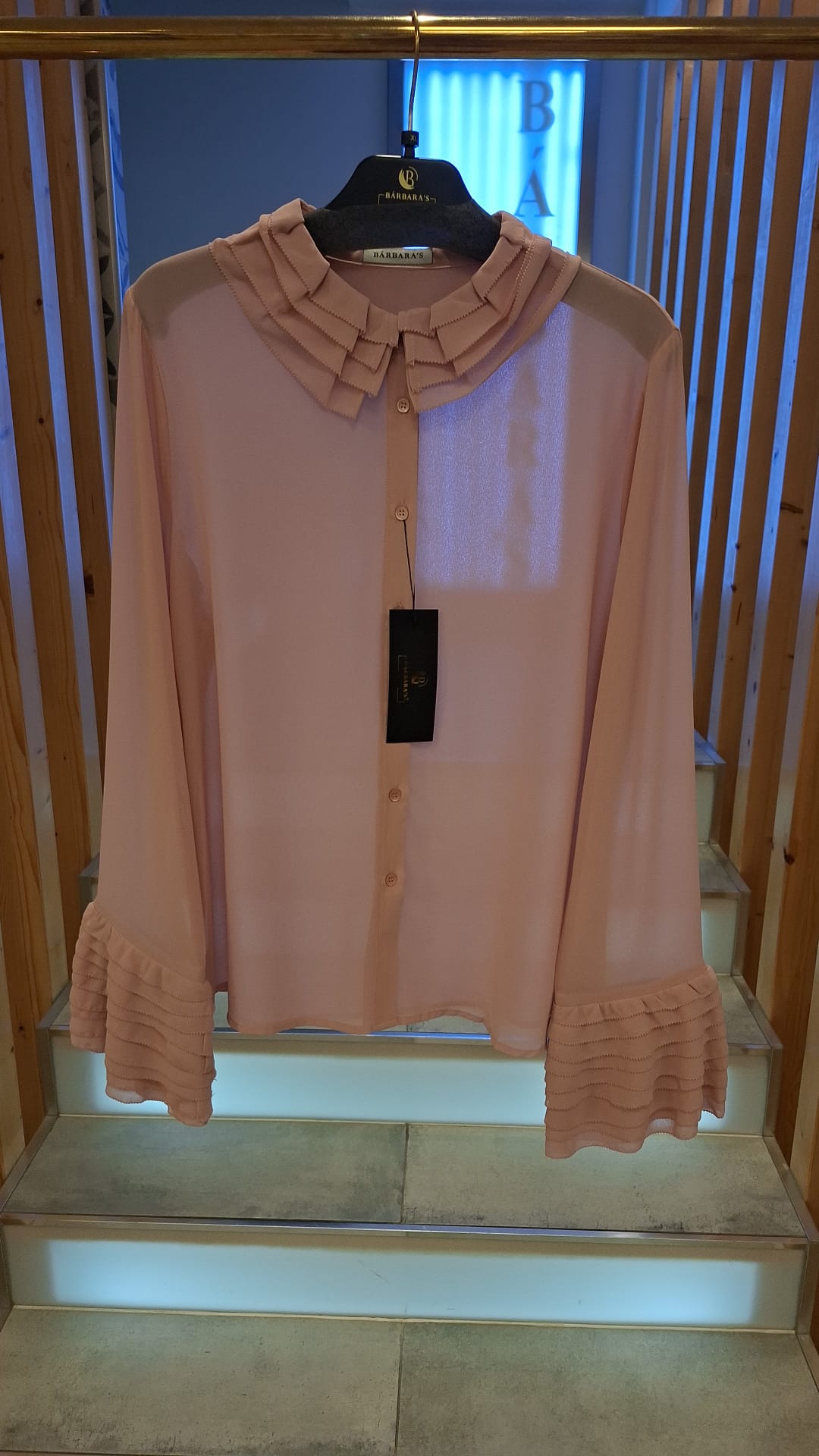 Blusa Rosa Transparente com Folhos