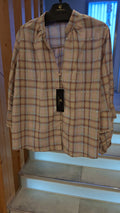 Camisa Xadrez Bege e Rosa