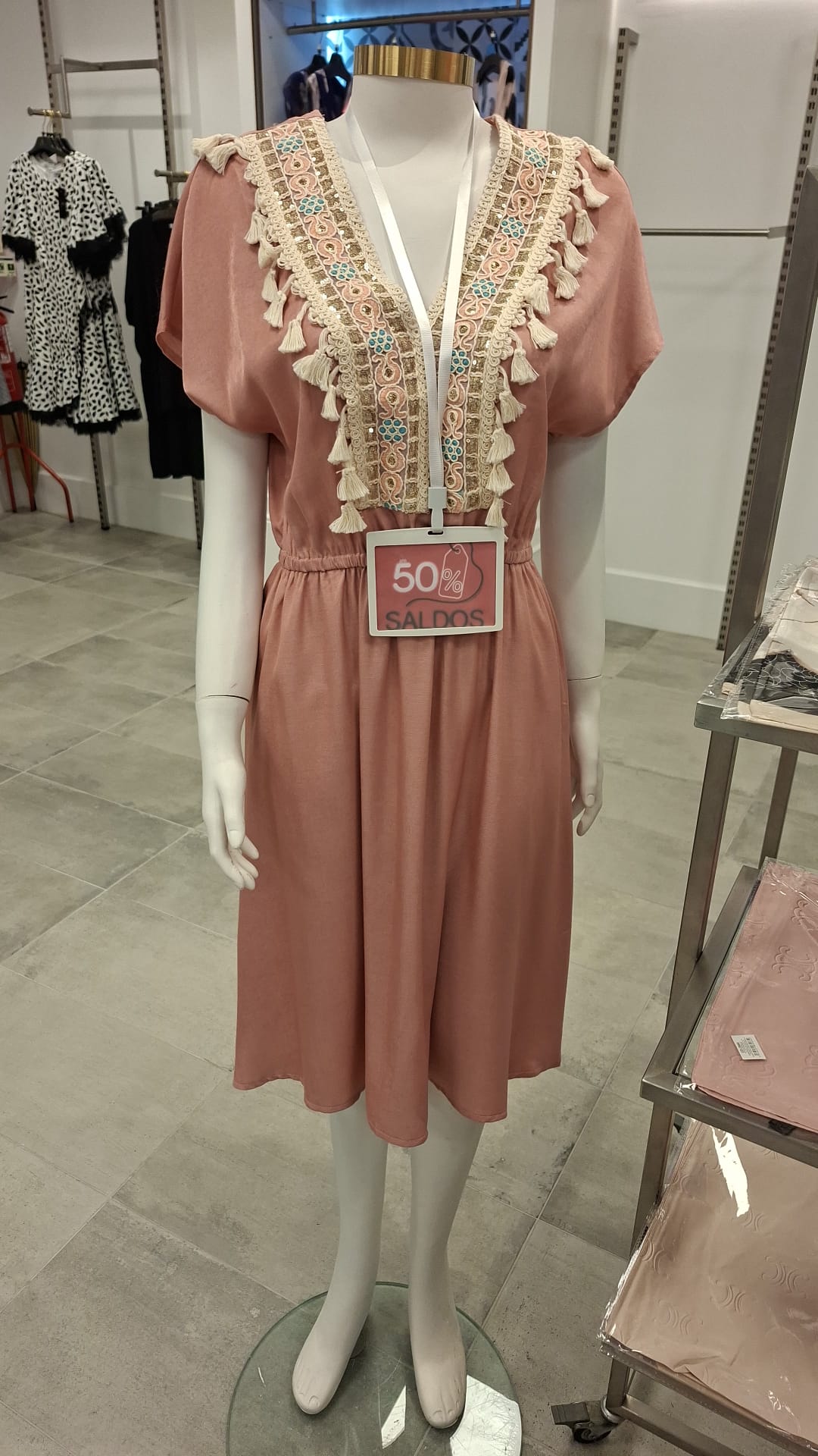 Vestido Rosa Terracota Boho com Borlas