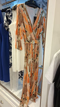 Vestido Envelope Laranja e Castanho
