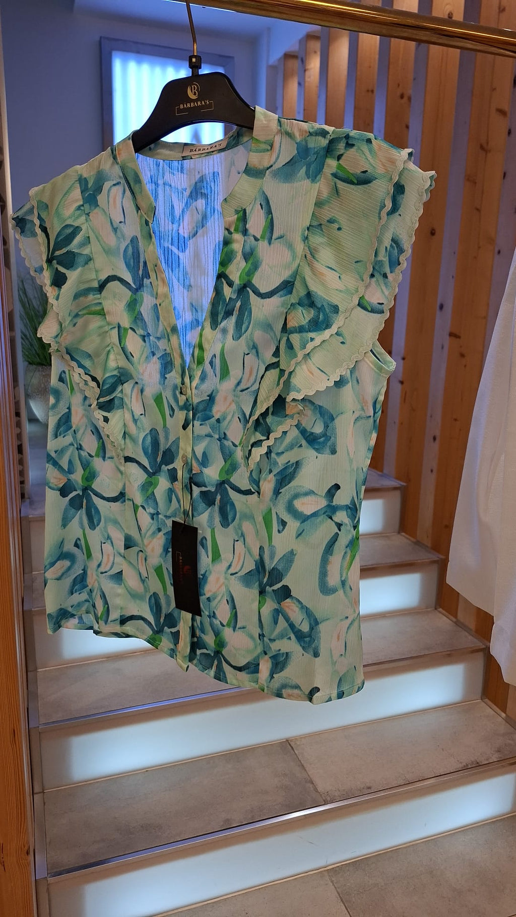 Blusa Aguarela Floral Verde e Azul