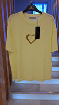 T-shirt Amarela Coração Lantejoulas