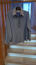 Camisa Azul com Colarinho Listado