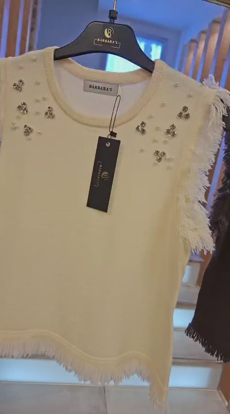 Top com Aplicações de Pérolas e Strass